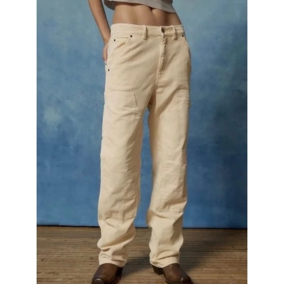 NWT!! Urban Outfitters BDG Corduroy Carpenter Pants Mago Ivory Yellow Size 8 - Picture 6 of 16